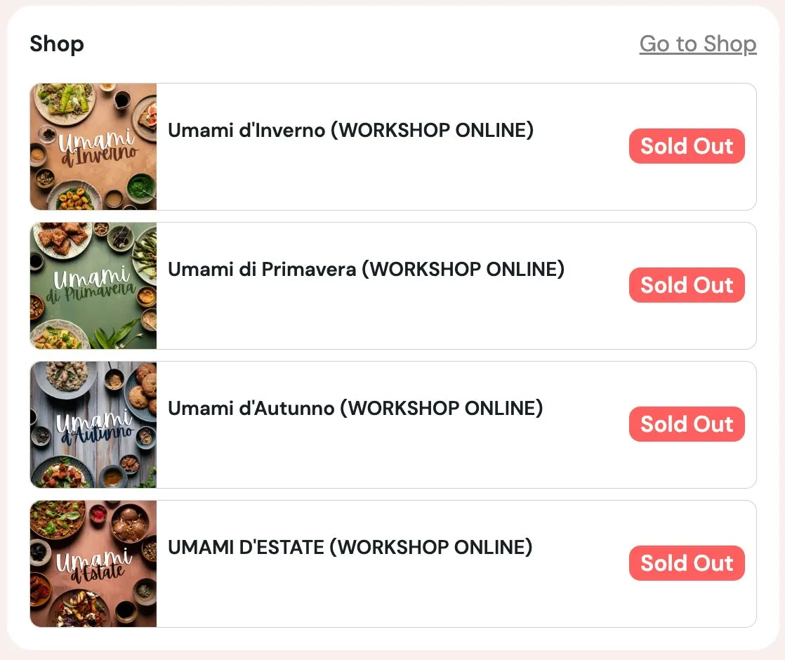 Tutte le edizioni del Workshop Umami sold out